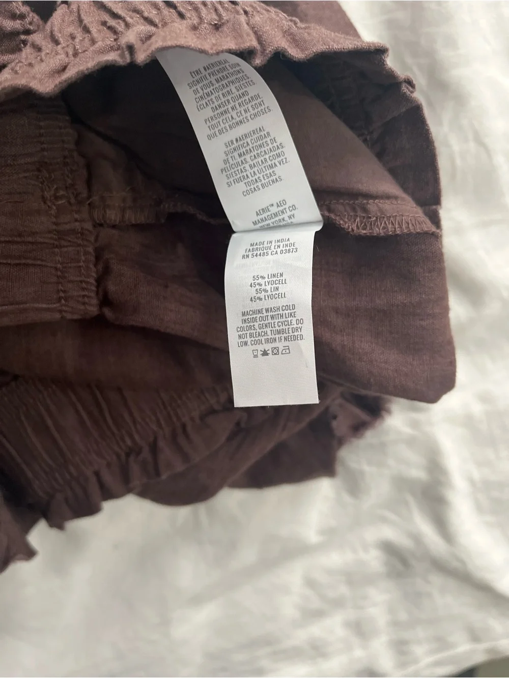 aerie Ruffle-Hem High Waist Shorts in Dark Brown